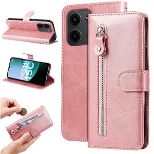 Gangxun - Funda Con Cremallera Para Xiaomi Poco C85, Carcasa Cartera De Cuero Pu Con Soporte Y Tarjetero