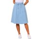 thumbnail image 1 of INSPIRE CHIC Falda Midi de Mezclilla para Mujer con Cintura Elástica con Cordón, Falda de Jean en Línea A con Bolsillos y Dobladillo Acampanado M Azul Claro, 1 of 6