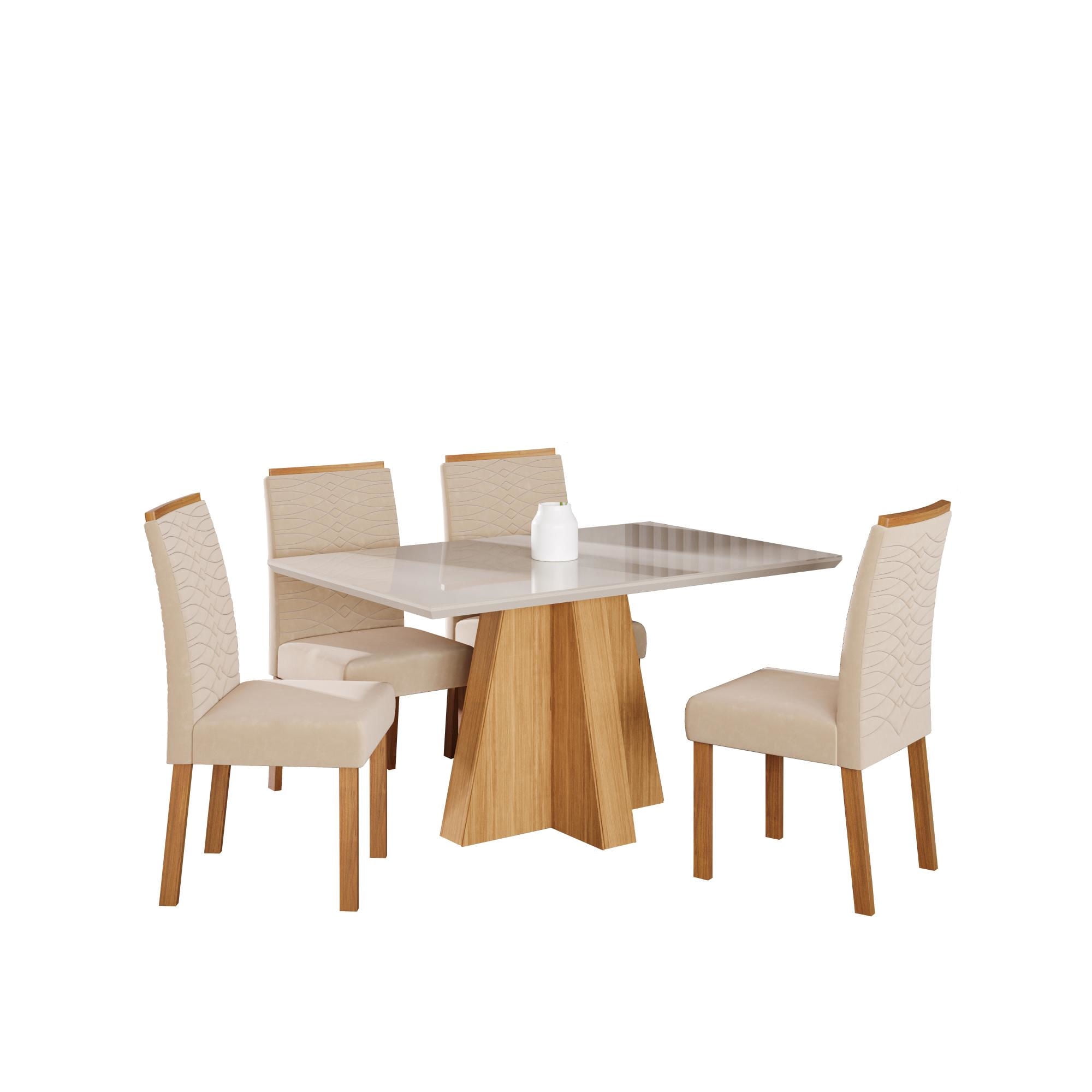 Decocasa - Comedor Patricia 130 Cm + 4 Sillas Clarice Nude Beige