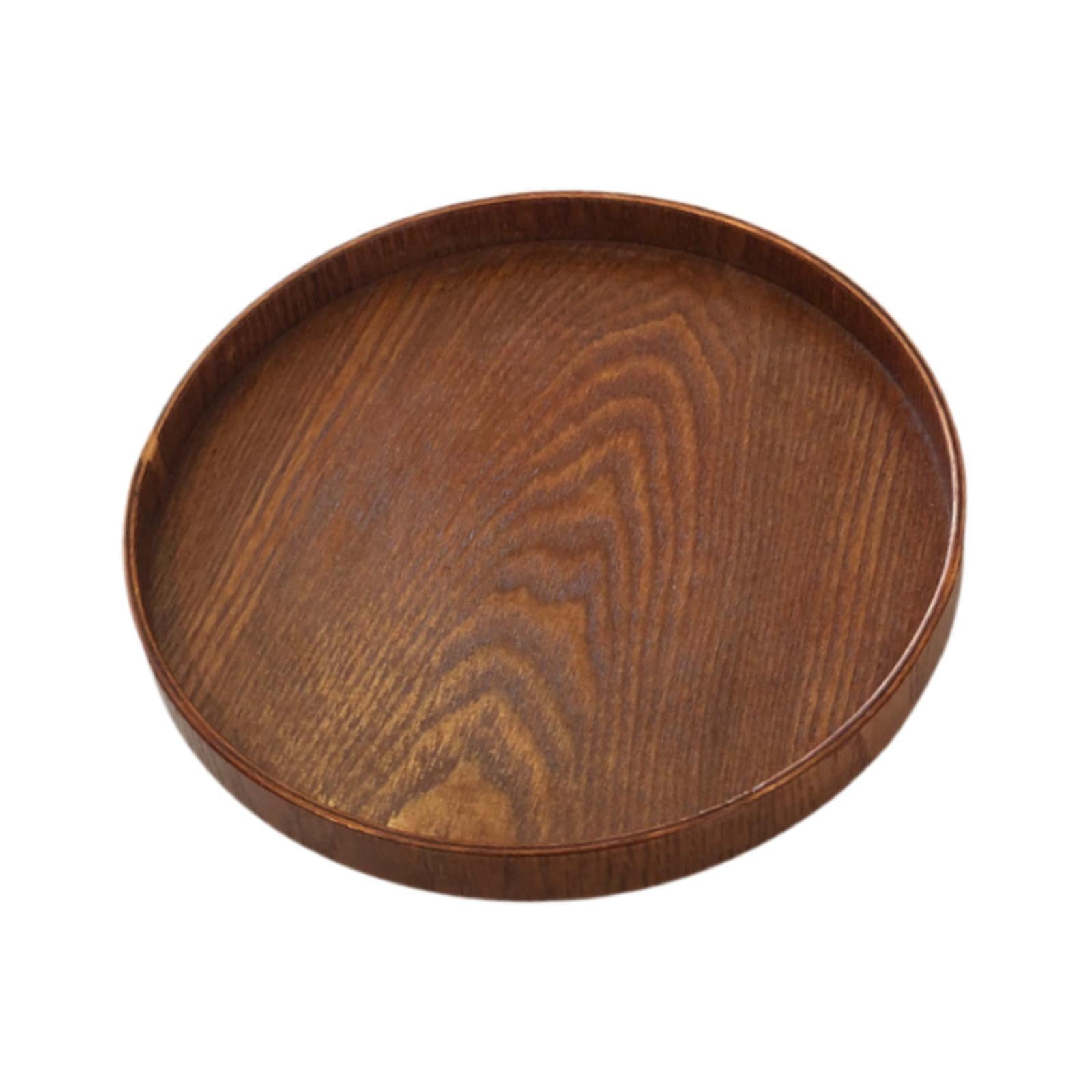 Magideal - Bandeja Redonda De Madera, Bandeja Para Guardar Bocadillos, Bandeja Para Decoración Del Hogar, Bandeja Para Té Y Café, Para Mesa De Centro De Encimera M