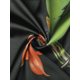 thumbnail image 5 of Conjunto de pijama de satén para mujer INSPIRE CHIC Camiseta de manga corta con botones y pantalones cortos con vibrante estampado floral tropical para descansar en verano S Negro, 5 of 6