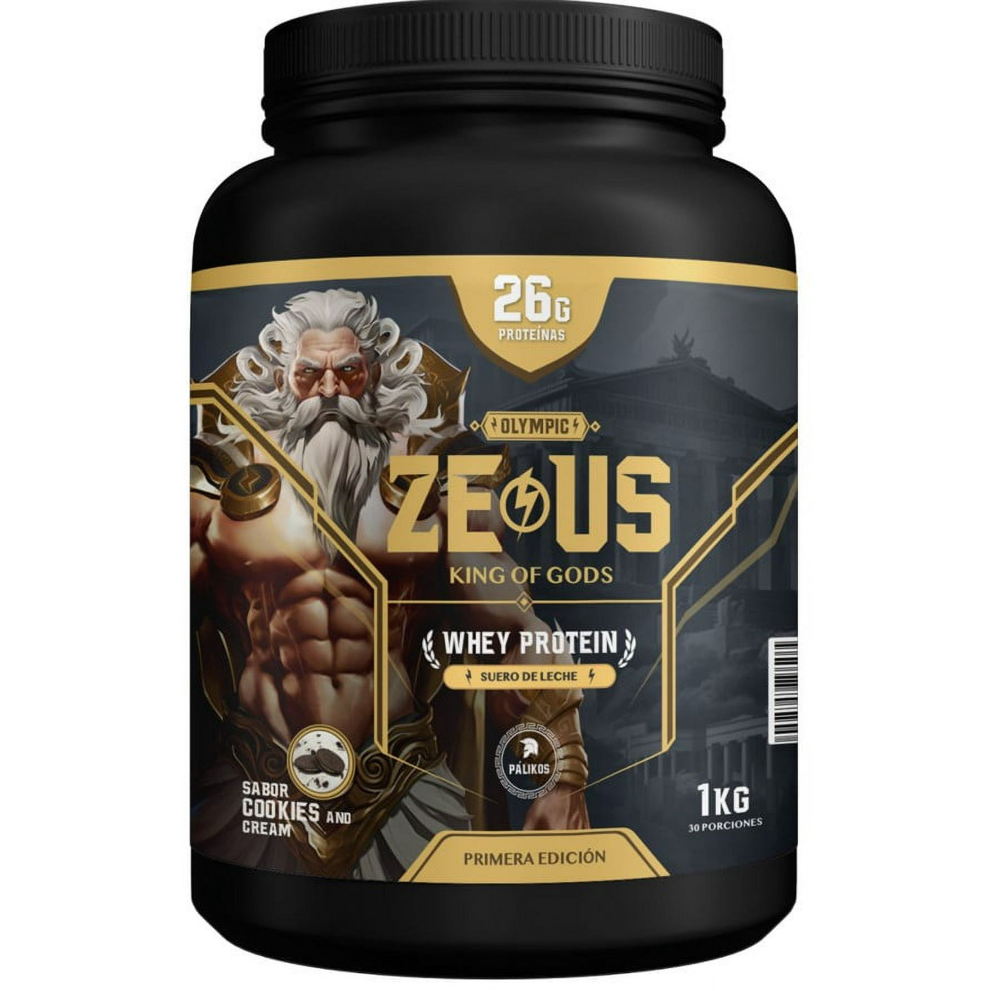 Proteína 1Kg / Zeus / Sabor Cookies And Creams / 30 Servicios