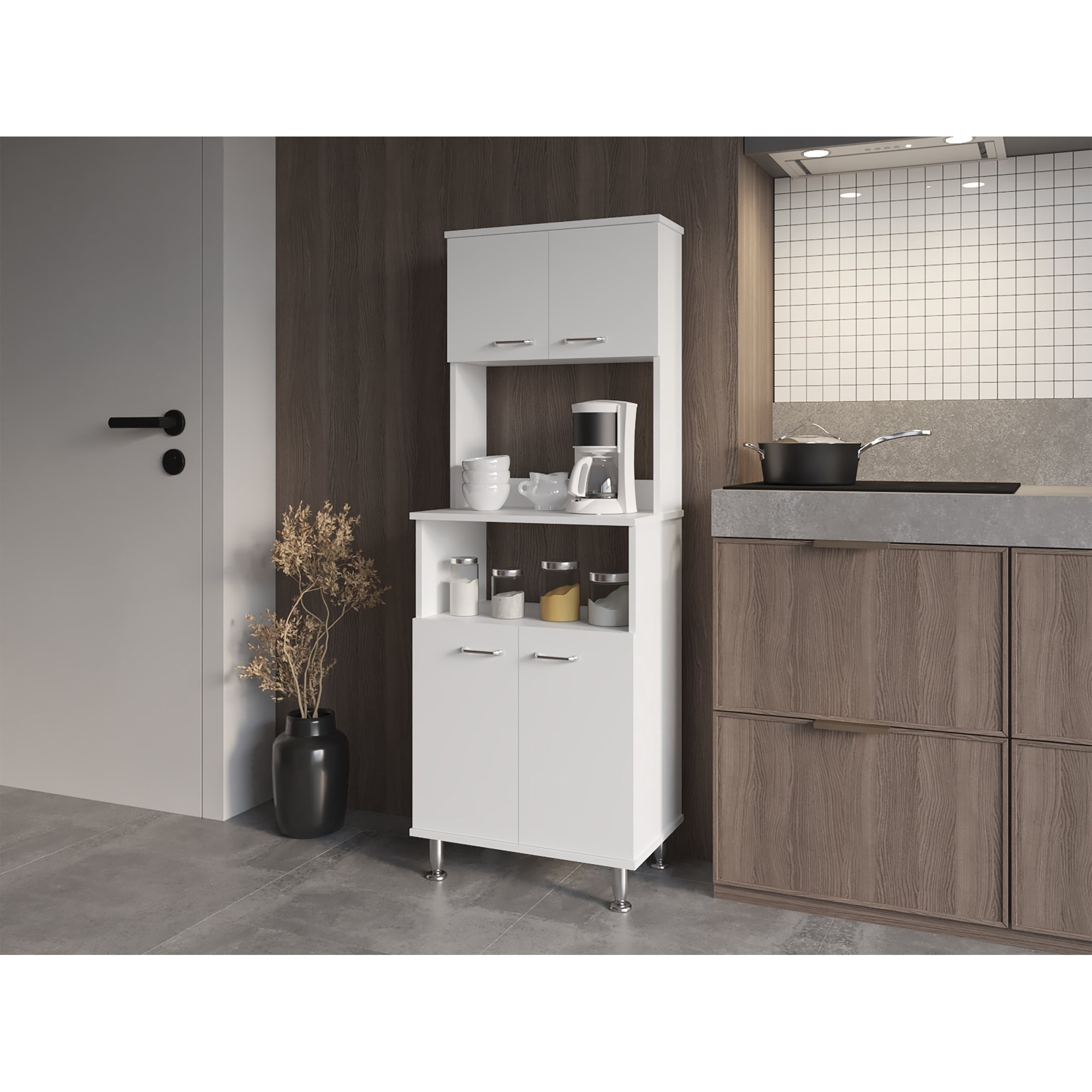 Tuhome - Mueble Para Microondas Kitchen-54 Blanco 160x54x35 Cm