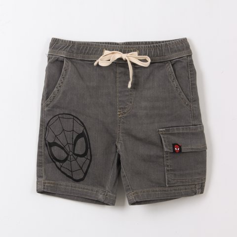 Short Niño Gris Cargo Denim Spiderman Marvel