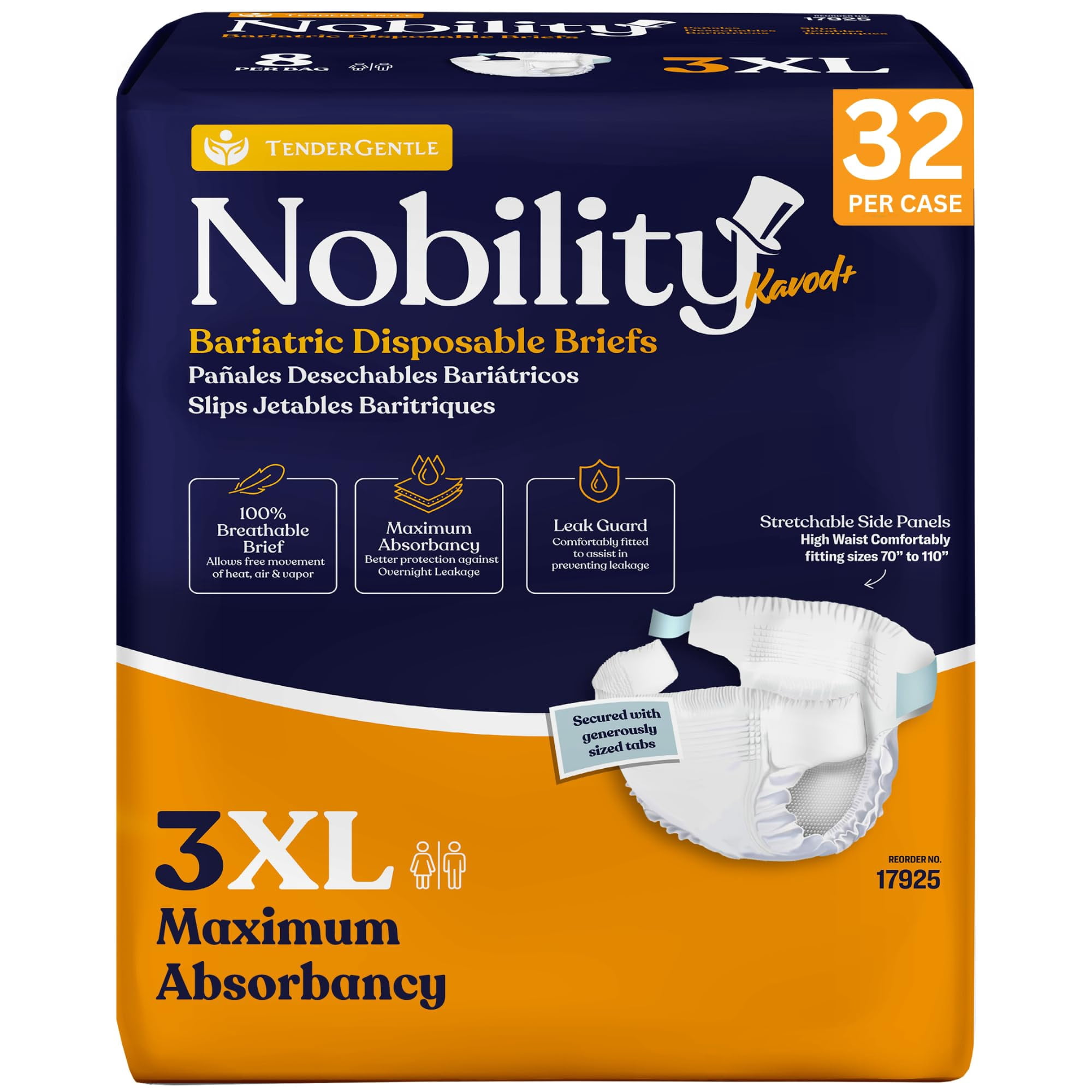 Pañales Para Adultos Tendergentle 3xl, Caja Bariátrica De 32