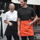 thumbnail image 5 of Delantales de servidor, delantal negro de medio bistro, delantal de camarero, delantal de cintura larga para hombres y mujeres, impermeable, 5 of 7