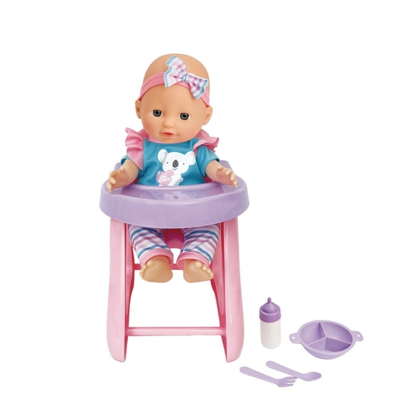 Muñeca de 29 cm con Silla, Mamadera y Accesorios