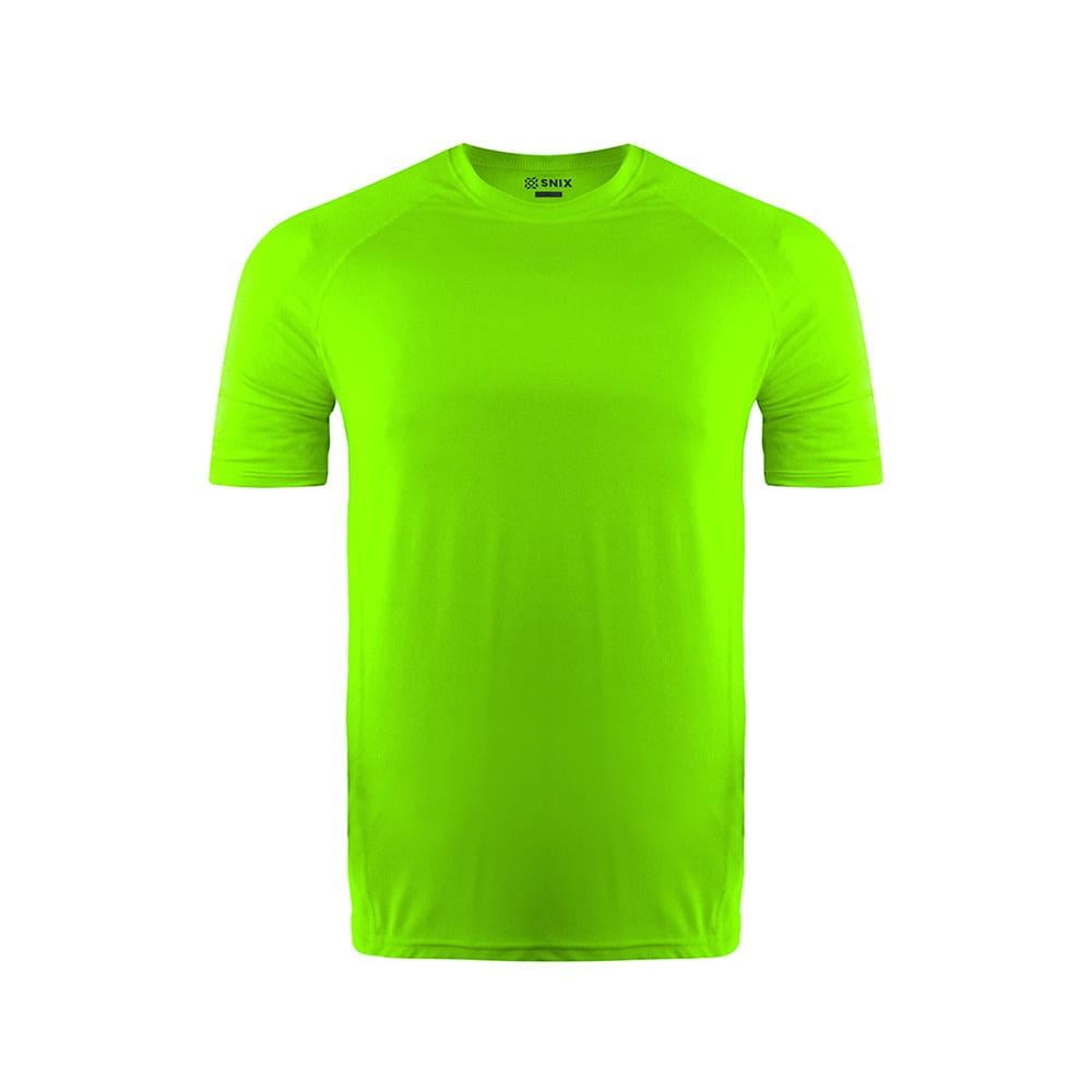 Snix - Polera Infantil Deportiva Elasticada Manga Corta Verde Fluor Talla 8
