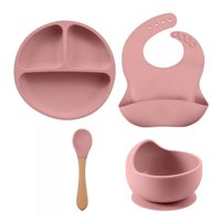 Oem - Set Vajilla De Alimentación Para Bebe Silicona Palo Rosa
