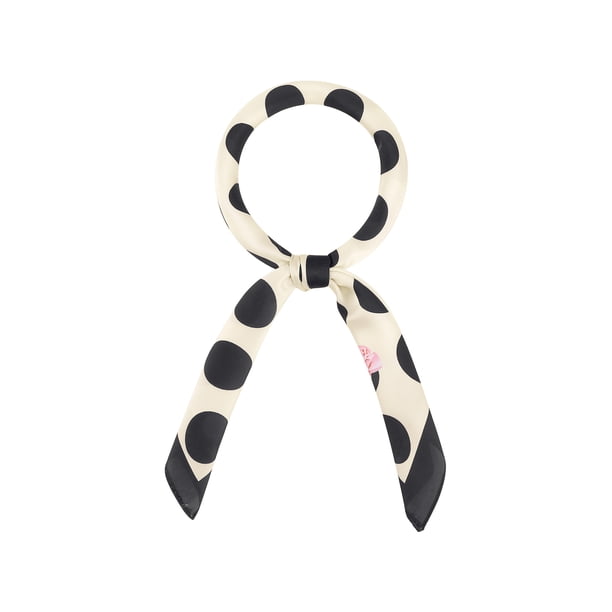 INSPIRA CHIC Pañuelo Cuadrado de Lunares de 70 cm Bufandas para el Cuello Pañuelo Cinta para el Cabello para Mujeres Negro Rosa 27.56*27.56"(L*A)