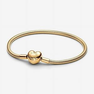 Pulsera Pandora Moments Cadena Serpiente Cierre Corazón Bañada En Oro 7.1In