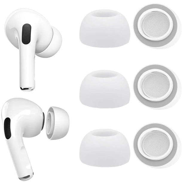 Puntas de espuma viscoelástica para AirPods Pro y AirPods Pro 2, funda de silicona, 3 pares de repuesto (gris, pequeño)