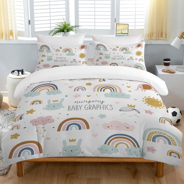 Purple Unicorn Full Bedding Set for Kids Boys Girls Glitter Galaxy Unicorn Duvet Cover 3 Piece Space Unicorn Comforter Cover