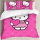 thumbnail image 1 of Hello Cat Kitty Pink Heart Cartoon Style Duvet Cover Set Cotton Bed Cover - 3pcs Bedding Set - Girls Boys Kids Bedroom Bed Set - Hello Cat Kitty Kawaii Bedding Decor, 1 of 3
