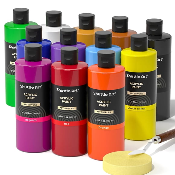Set De Pintura Acrílica 12 Colores 473 Ml Ricos En Pigmentos