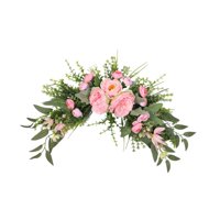 Magideal - Arco De Boda Con Flores, Botín Decorativo, Señal De Bienvenida, Botín Floral Artificial Para De Puerta, Estante Para Pared Interior Y Exterior Rosa