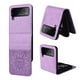 thumbnail image 1 of Funda tipo cartera FOXDOCK para Samsung Galaxy Z Flip 3 , diseño girasol en relieve, cuero PU, cierre magnético, soporte y tarjetero, 1 of 5
