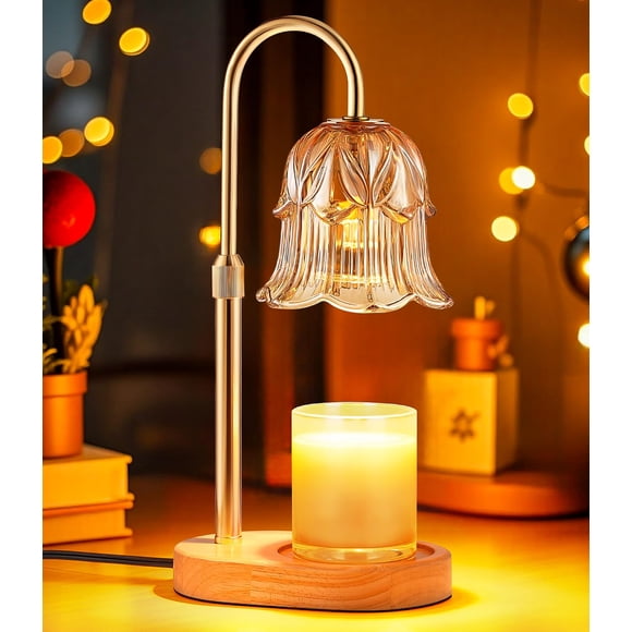 Lámpara calentadora de velas Pfxud con temporizador ajustable, flor eléctrica