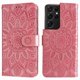 thumbnail image 1 of Funda tipo cartera FOXDOCK para Samsung Galaxy S21 Ultra , diseño girasol en relieve, cuero PU, cierre magnético, soporte y tarjetero, 1 of 5