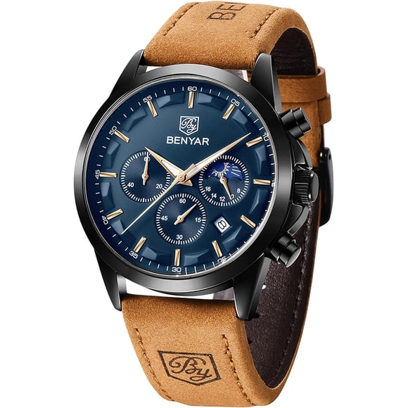 Reloj Benyar Hombre Cronagrafo Cuarzo Impermeable Cuero BY5160
