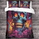 thumbnail image 3 of Juegos de funda nórdica con calaveras y flores - 3D, funda nórdica con esqueleto malvado, juego de ropa de cama de 3 piezas para niños y niñas con cierre de cremallera., 3 of 3