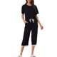 thumbnail image 1 of INSPIRE CHIC Conjunto de Pijama de Modal para Mujer Regreso a Clases Suave Camiseta de Manga Corta y Pantalones Capri Ropa de Dormir con Encaje para Primavera Verano M Negro, 1 of 6