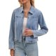 thumbnail image 1 of INSPIRE CHIC Chaqueta de Mezclilla Recortada con Cremallera para Mujer, Manga Larga, Estilo Bomber de Motocicleta, 2XL Azul Claro, 1 of 6