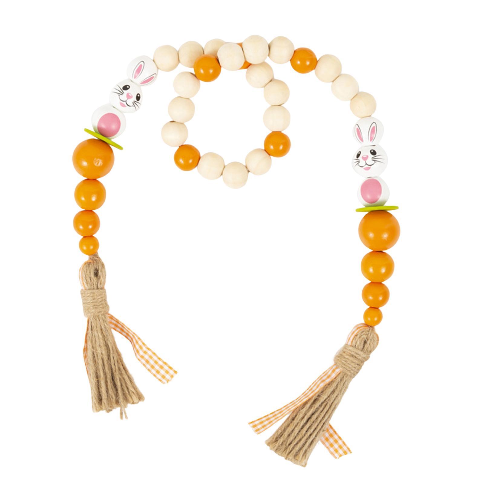 Bothyi - Guirnalda De Cuentas De Madera De Pascua, Bandeja Escalonada Con Borlas, Cuentas De Primavera Para Granja, Tipo Conejo
