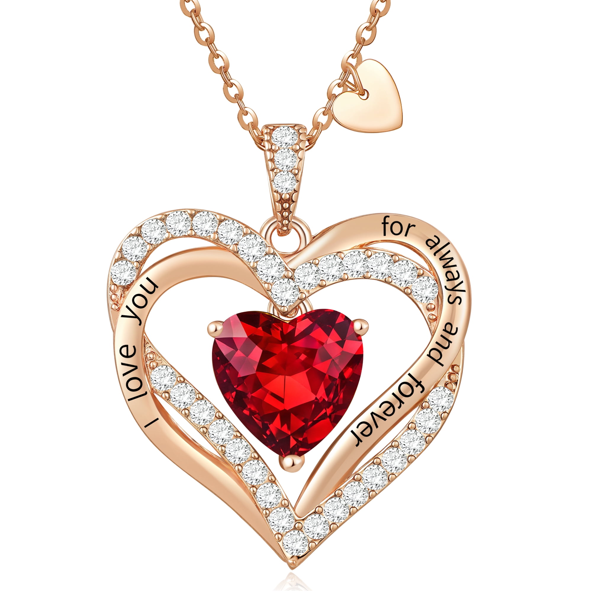 Heshpaws - Colcollares Colgantes De Amor De Amor Para Mujeres Con Piedra De Nacimiento Zirconia, Regalo De Joyería De Aniversario De Cumpleaños De Navidad Para Mujeres Esposa