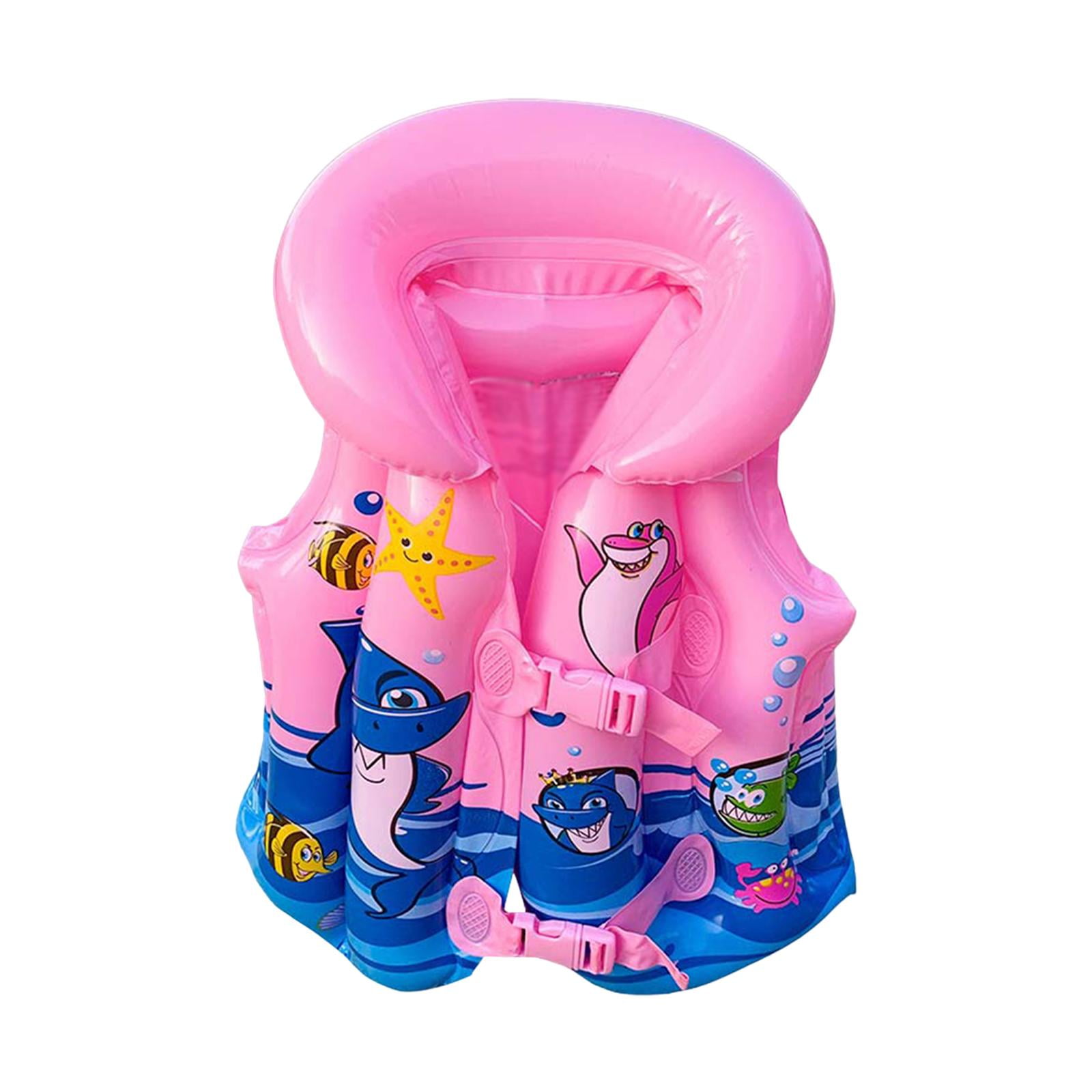 Magideal - Chaleco De Natación Inflable Para Niños, Dispositivo De Flotación Ajustable, Entrenador De Natación, Salvavidas Rosa M