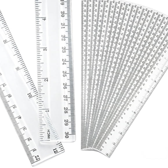 Regla recta de plástico transparente EBOOT 30 cm, paquete de 20