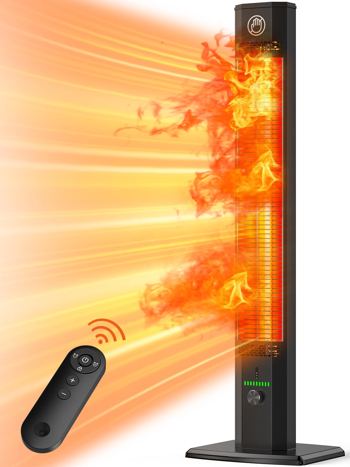 Oumebiu - Calentador De Exterior Balko De 42 Pulgadas, 9 Niveles De Calor Y Temporizador De 540 Minutos, Bloqueo De Seguridad Para Niños