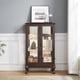 thumbnail image 2 of 2 Doors Curio Cabinet with Tempered Glass Doors, Curio Cabinets with Mirrored Back Panel and Adjustable Shelves, Lighted Display Cabinet for Home, Office Light Bulb Included Cherry, 2 of 3