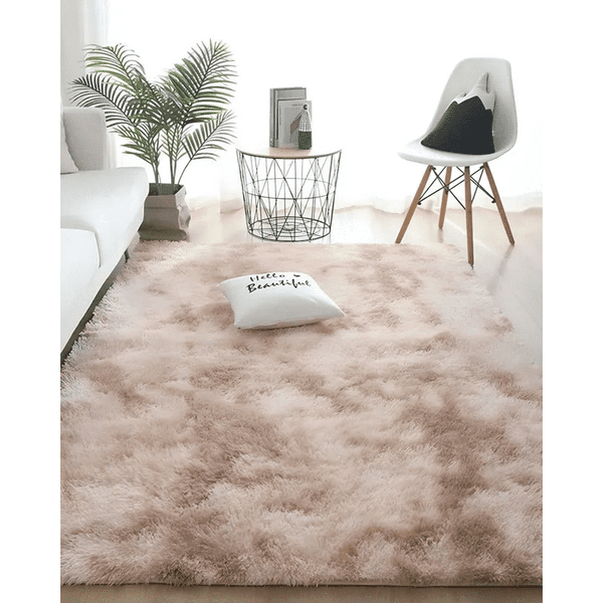 Genérico - Alfombra Extra Suave Grande 240cm Beige Jaspeada
