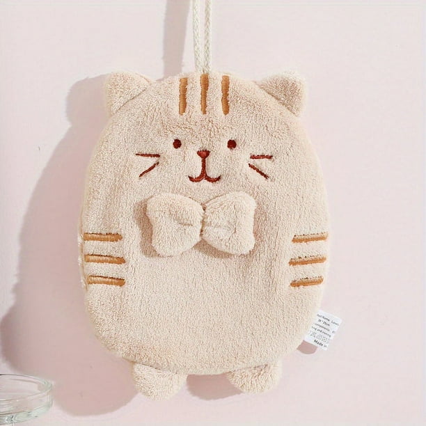 1pc Quick-Drying Cute Cat Pattern Hanging Towel for Bathroom - Absorbent and Soft with Hanging Loop