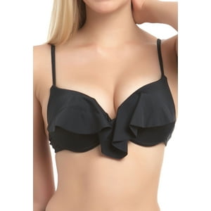 Samia - Bikini Estilo Sostén Con Vuelos Negro L