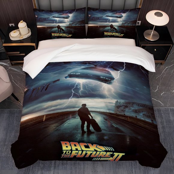 3pcs Back to the Future Sci-Fi Adventure Scene Bedding Set Multi-Color Print