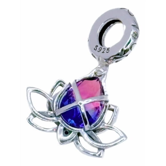 Charm Colgante Flor De Loto, Plata 925, Pulsera Plateado