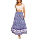 thumbnail image 2 of INSPIRE CHIC Falda Maxi de Verano con Bolsillos, Estampado Floral Bohemio, Línea A, Volantes, Cintura Alta Elástica para Mujer, XS Azul Púrpura, 2 of 5
