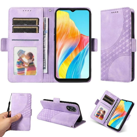 Carcasa FOXDOCK OPPO A18 4G de cuero PU, diseño acolchado clásico, protección contra caídas y rayones