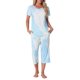 thumbnail image 1 of INSPIRE CHIC Conjunto de Pijama de Mujer con Tinte de Corbata Cuello en V Manga Corta Pantalones Capri Conjunto de Salón con Bolsillos 2XL Verde, 1 of 6