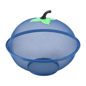 Bothyi - Cesta De Fruta De Malla Con Tapa, Cesta De Alambre De Metal Para Restaurantes, Mostrador De Cocina, Azul