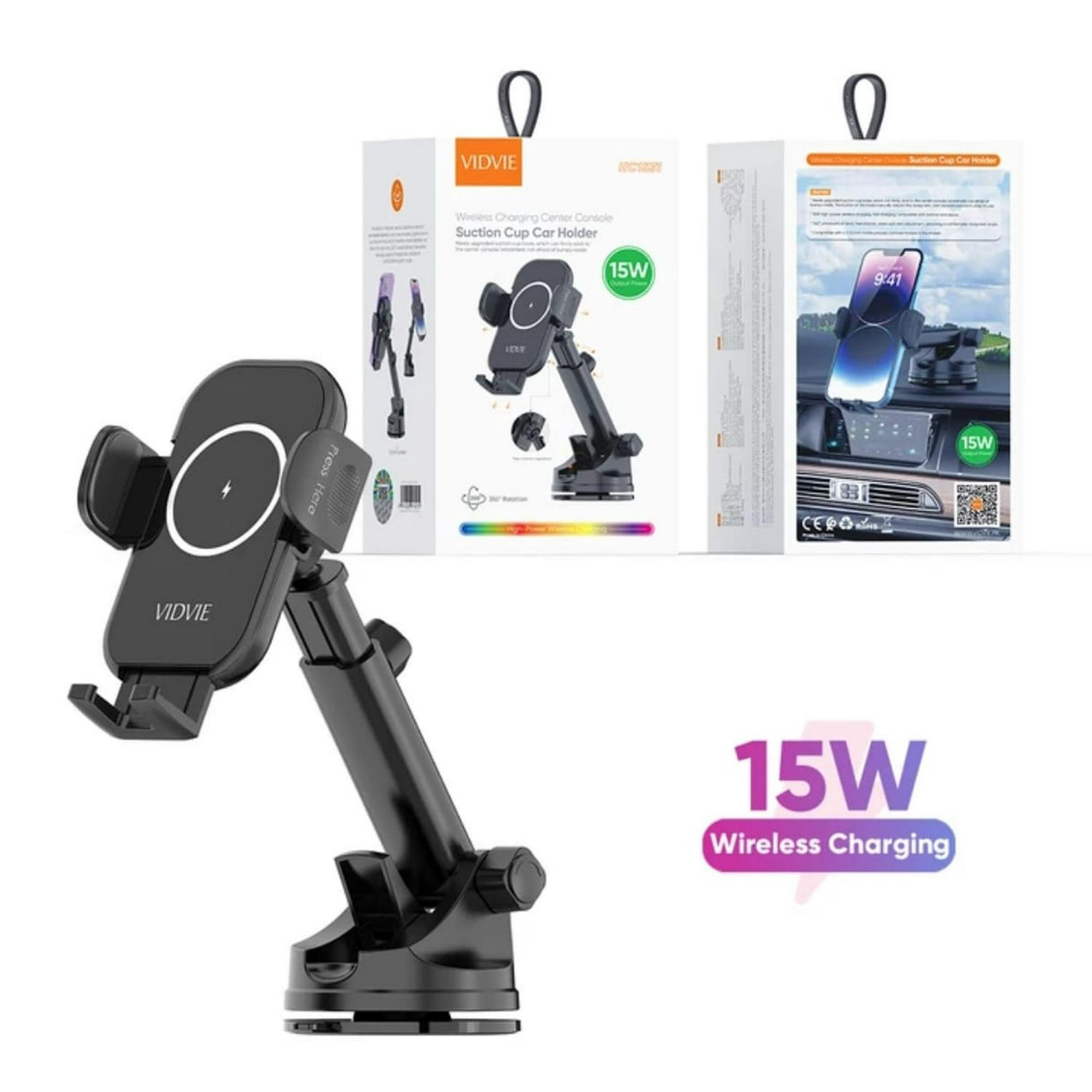 Genérico - Soporte De Celular Con Carga Inalambrica Para Autos Negro Talla Unica