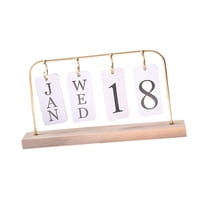 Magideal - Calendario De Madera Plegable, Página Giratoria, Visualización De Fecha Y Mes, Visualización De Día Y Mes, Calendario De Escritorio De Pie Para Escrit Oro