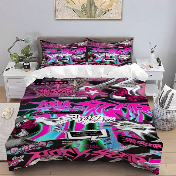 Trendy Collage Theme Printed Bedding Set Polyester Durable and Wrinkle-resistant Skin-friendly and Colorfast