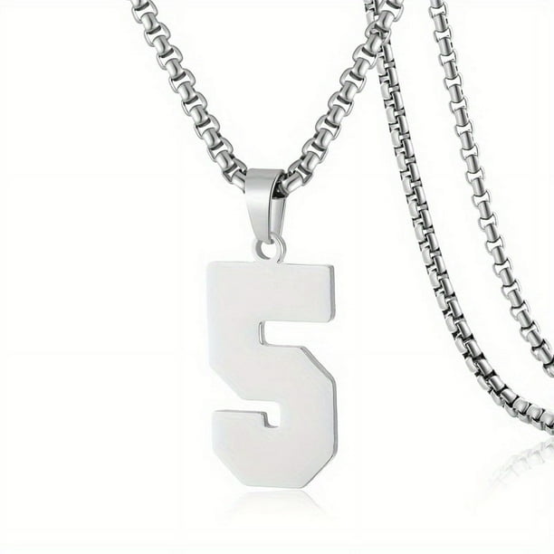 1pc Stylish Stainless Steel Men's Athletes Number Pendant Necklace - Perfect for Baseball, Basketball, and Football Teams - Long Chain Necklace with Sports Number - Ideal Gift for Boys