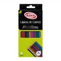 Adix - Lápices De Madera Metálicos Hexagonal 12 Colores
