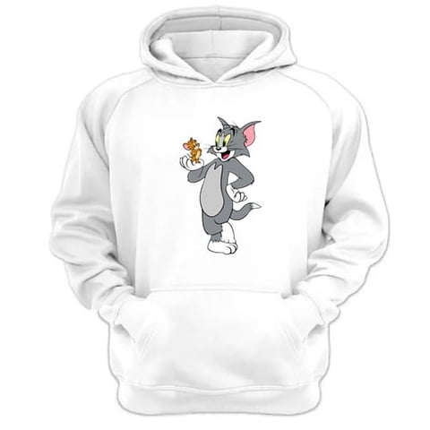 Genérico - Poleron Canguro Tom Y Jerry Blanco Talla S Unisex