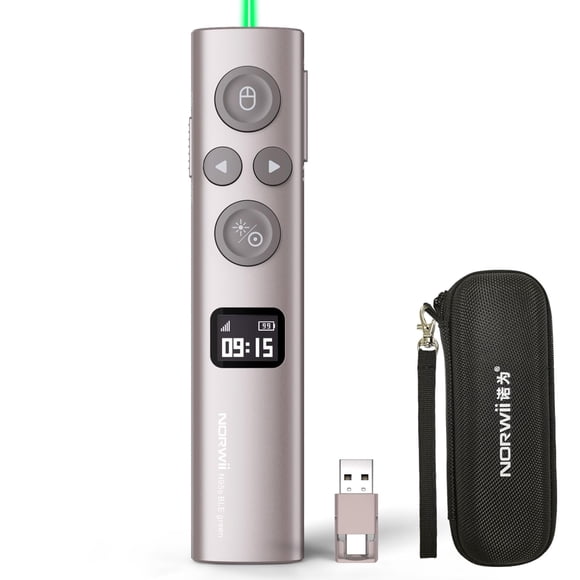 Control Remoto de Presentación Norwii BLE y USB‑A/C con Luz Verde