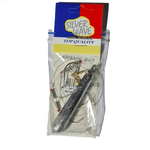 Silver Wave - Armada Mar Fondo 80 Gr 2 Rotores 2 Anzuelos Plomo Nylon 0,50